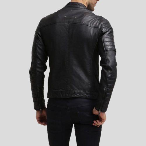 mens black leather racer jacket enzo 2