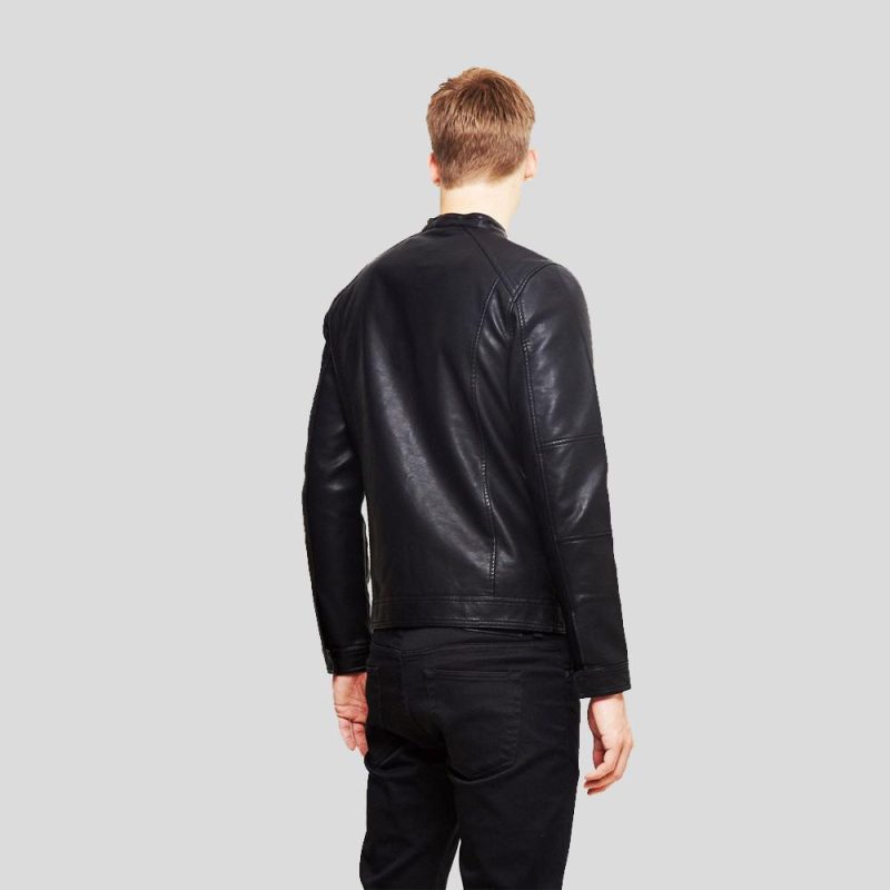 mens black leather racer jacket eric 4