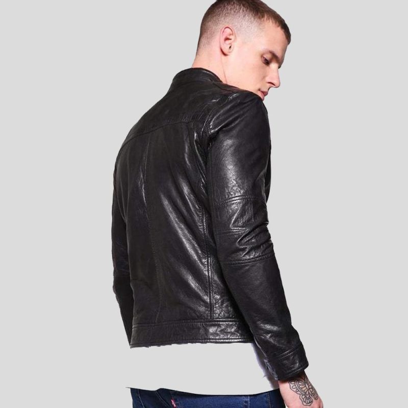 mens black leather racer jacket ferd 3