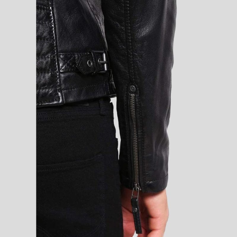 mens black leather racer jacket greg 3