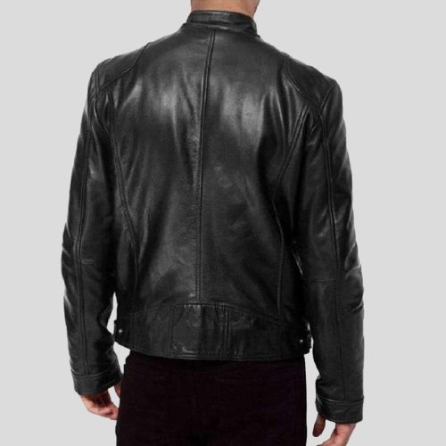 mens black leather racer jacket hamp 2