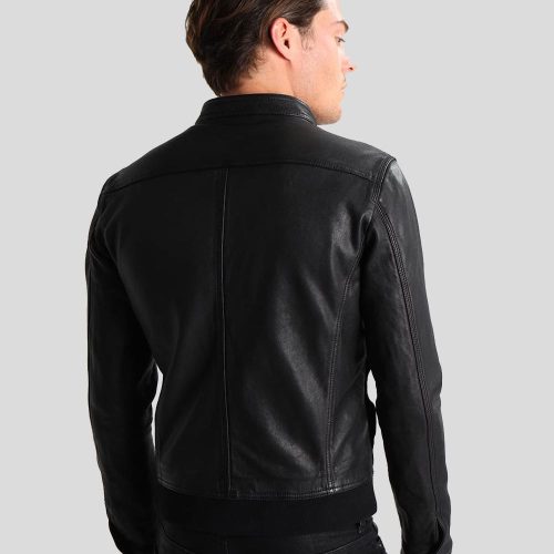 mens black leather racer jacket juan 5