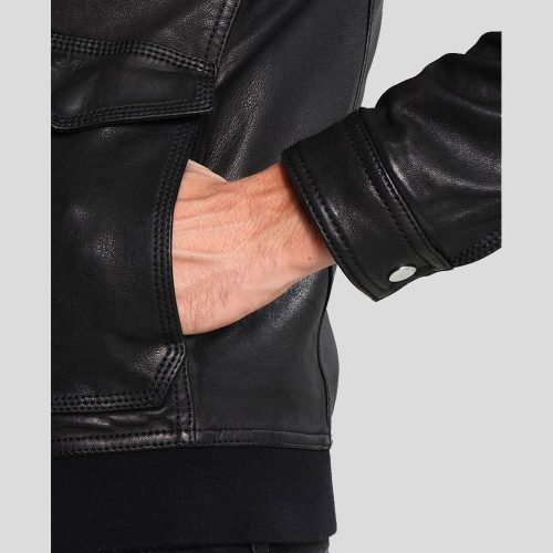 mens black leather racer jacket juan 6