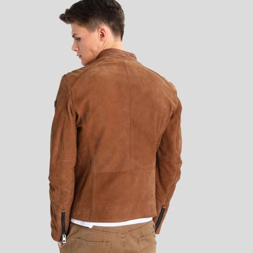 mens brown leather racer jacket jason 3