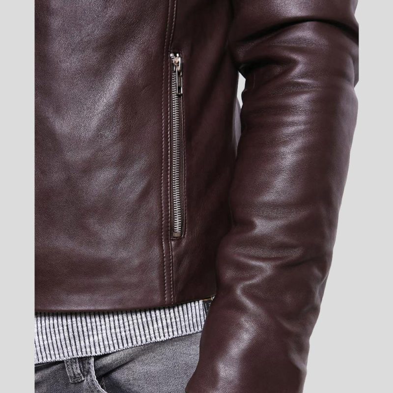 mens brown leather racer jacket joey 4