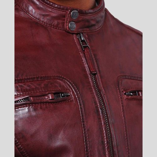 mens brown leather racer jacket timo 5