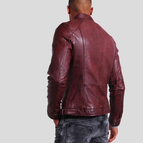 mens brown leather racer jacket timo 6