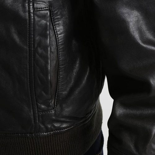 mens chet black hooded leather jacket 3