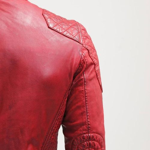 mens hank red quilted leather jacket 2