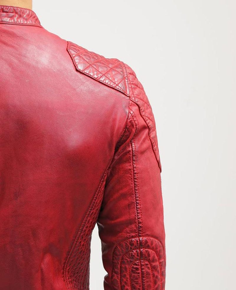 mens hank red quilted leather jacket 2