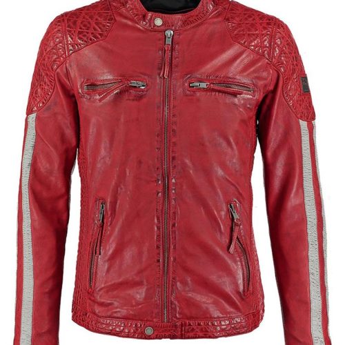 mens hank red quilted leather jacket 5