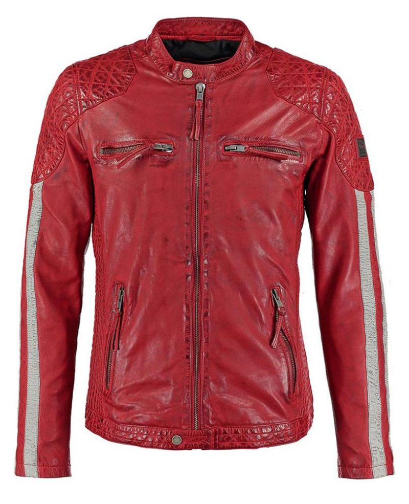 mens hank red quilted leather jacket 5