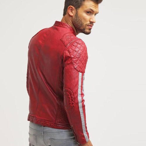 mens hank red quilted leather jacket 7