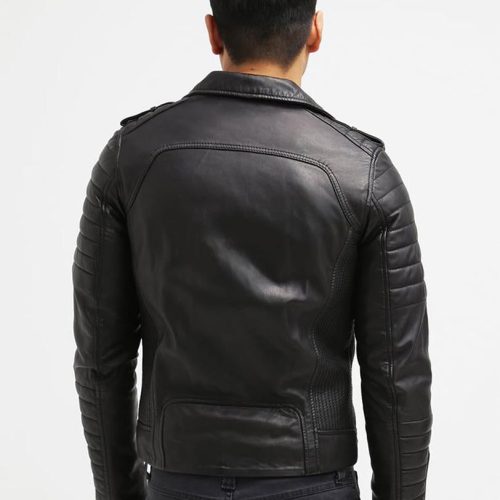 mens harl black quilted leather jacket 4