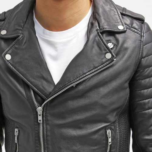 mens harl black quilted leather jacket 5