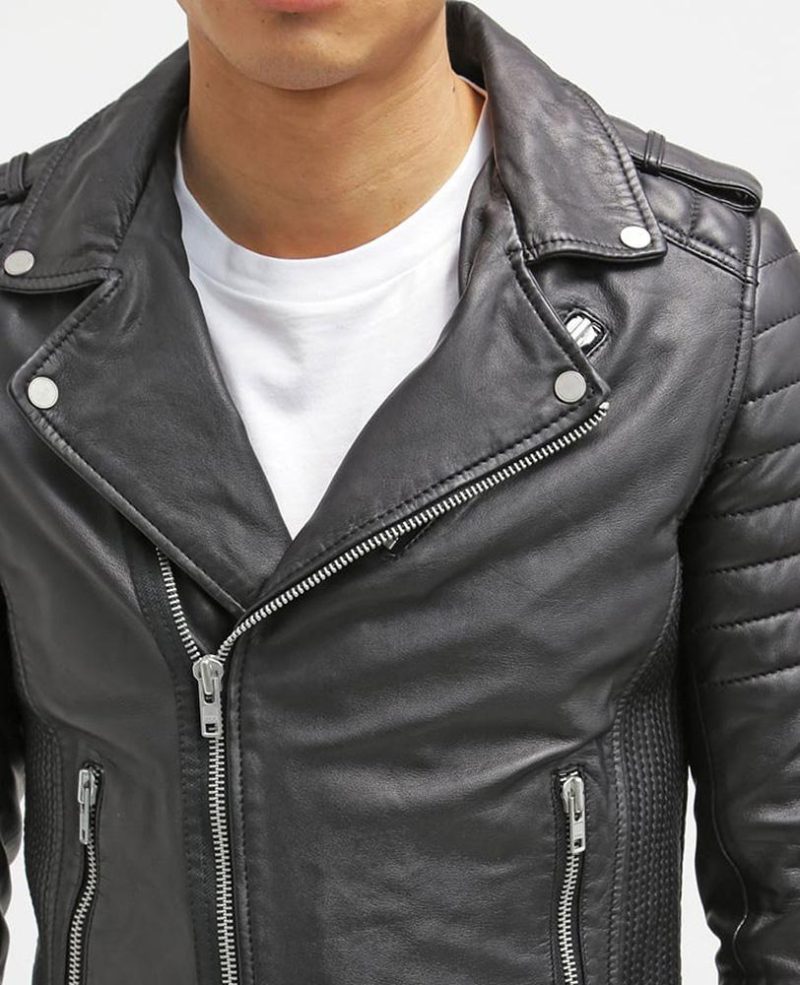 mens harl black quilted leather jacket 5