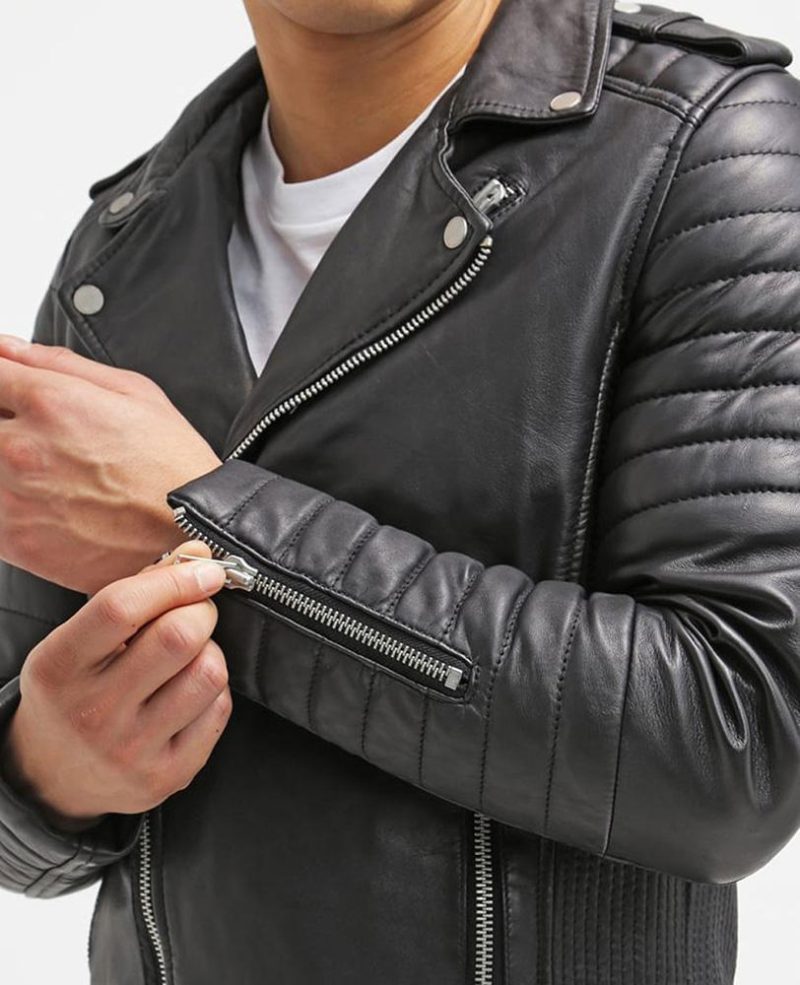 mens harl black quilted leather jacket 6