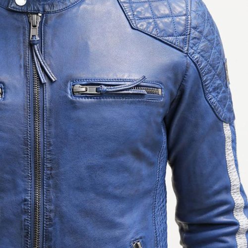 mens ivor blue quilted leather jacket 7