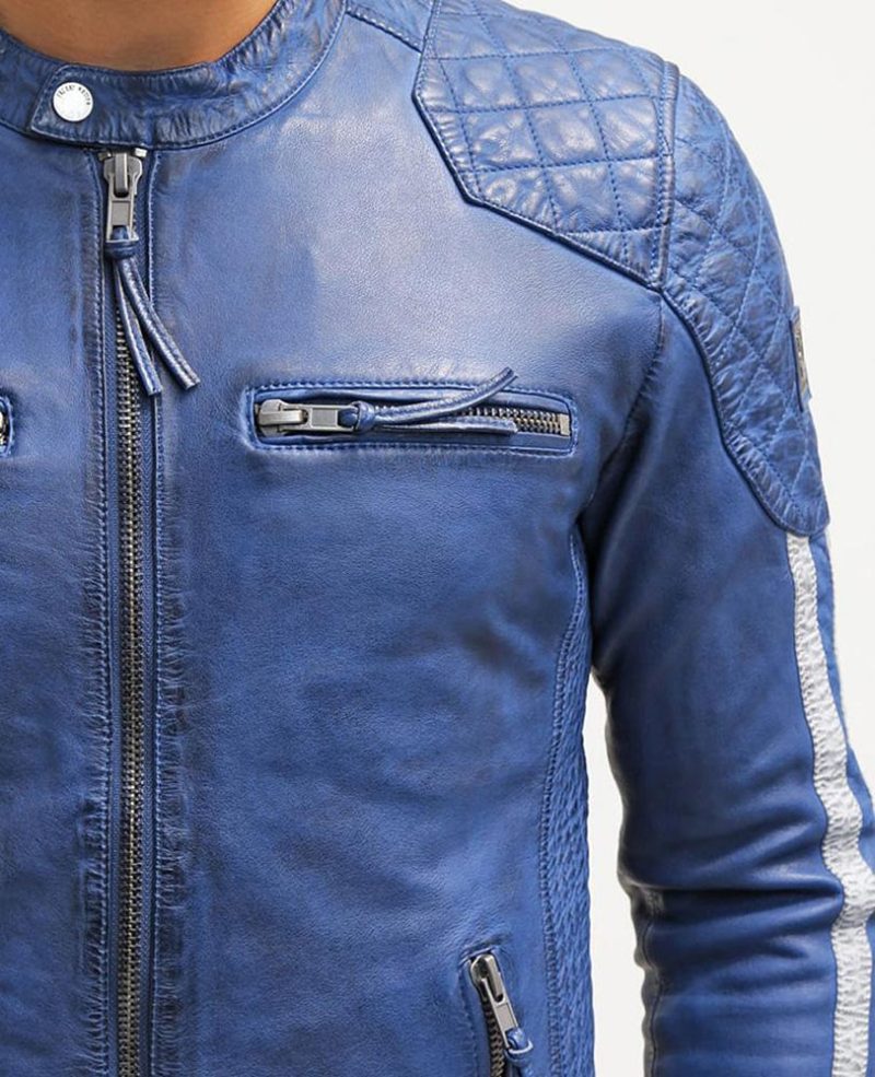 mens ivor blue quilted leather jacket 7