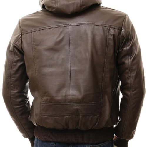 mens mado brown hooded leather jacket 3