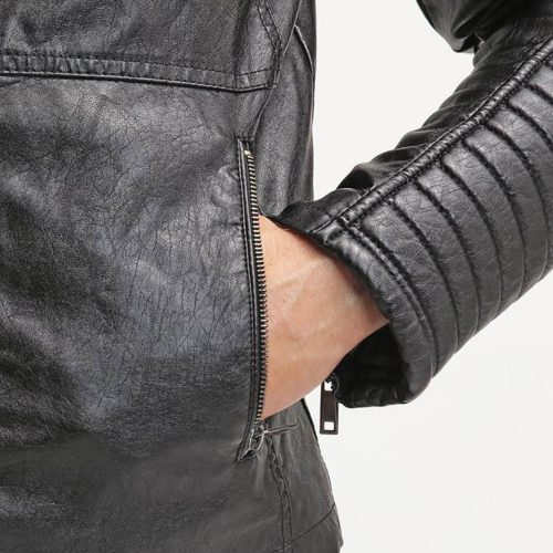 mens robt black quilted leather jacket 7