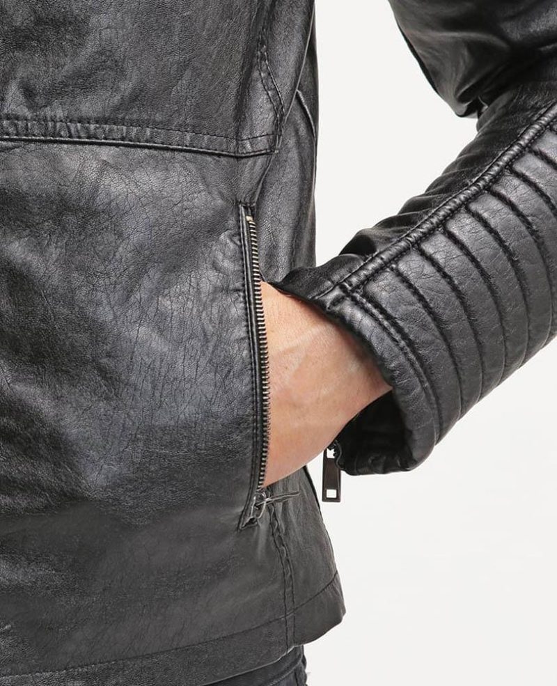 mens robt black quilted leather jacket 7