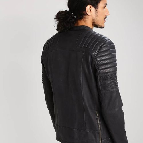 mens sung black quilted leather jacket 3