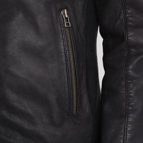 mens sung black quilted leather jacket 4