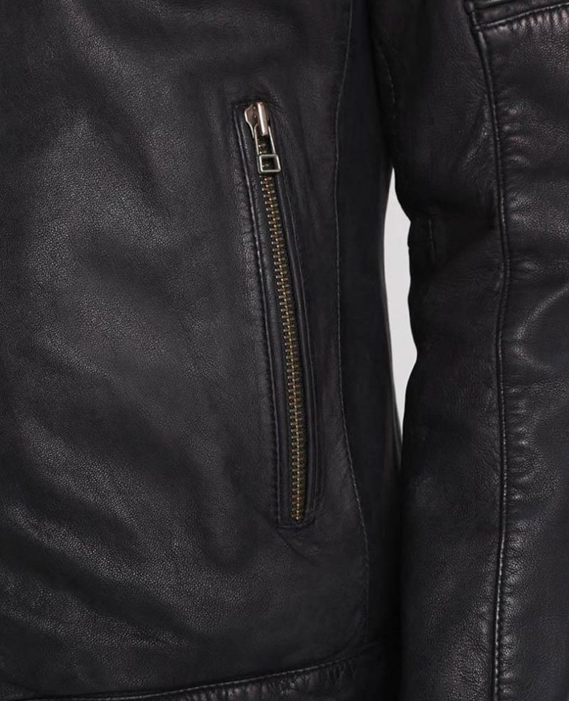 mens sung black quilted leather jacket 4