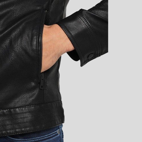 motorcycle leather jacket black drew 6