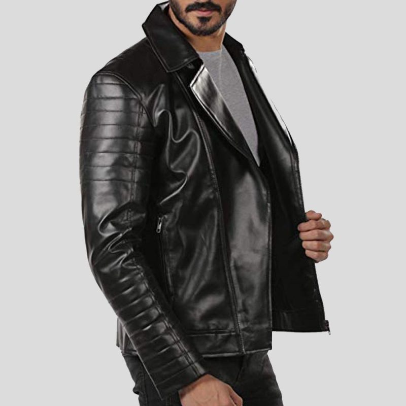 motorcycle leather jacket black elex 2