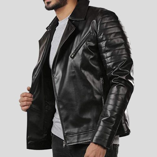 motorcycle leather jacket black elex 3