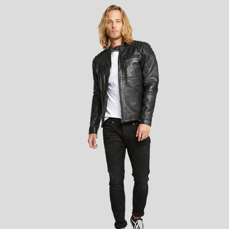 motorcycle leather jacket black gary 2