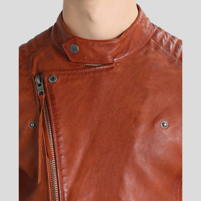 motorcycle leather jacket brown brad 3