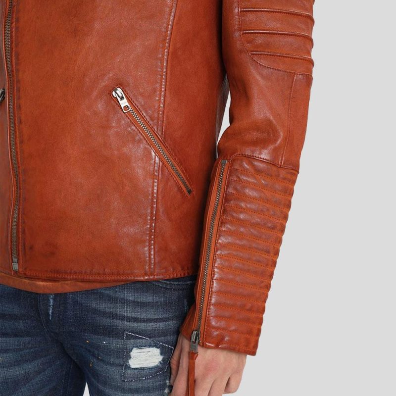 motorcycle leather jacket brown brad 4