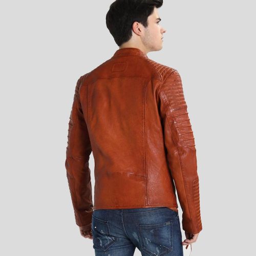 motorcycle leather jacket brown brad 5