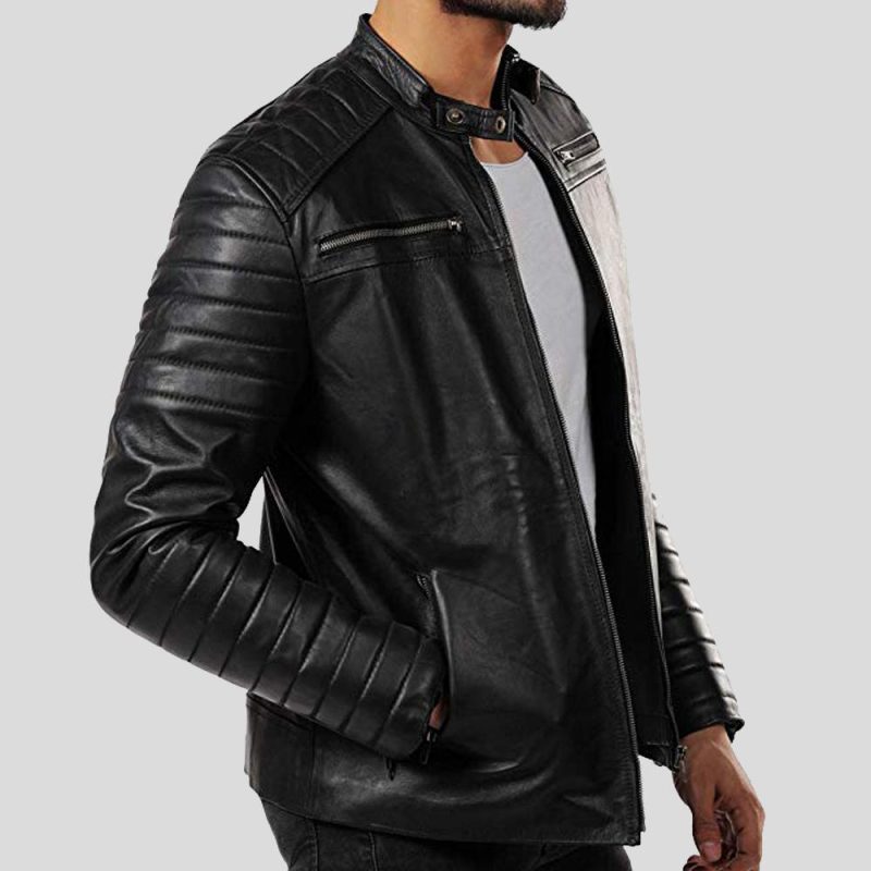 motorcycle leather jacket elon black 2