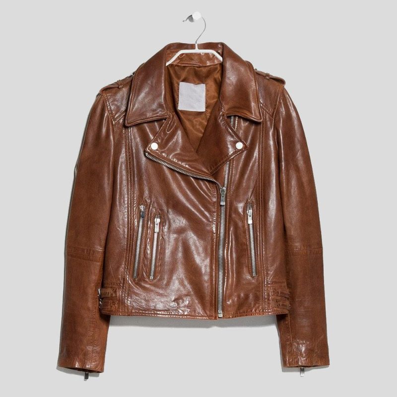 motorcycle leather jacket emma womens brown 2