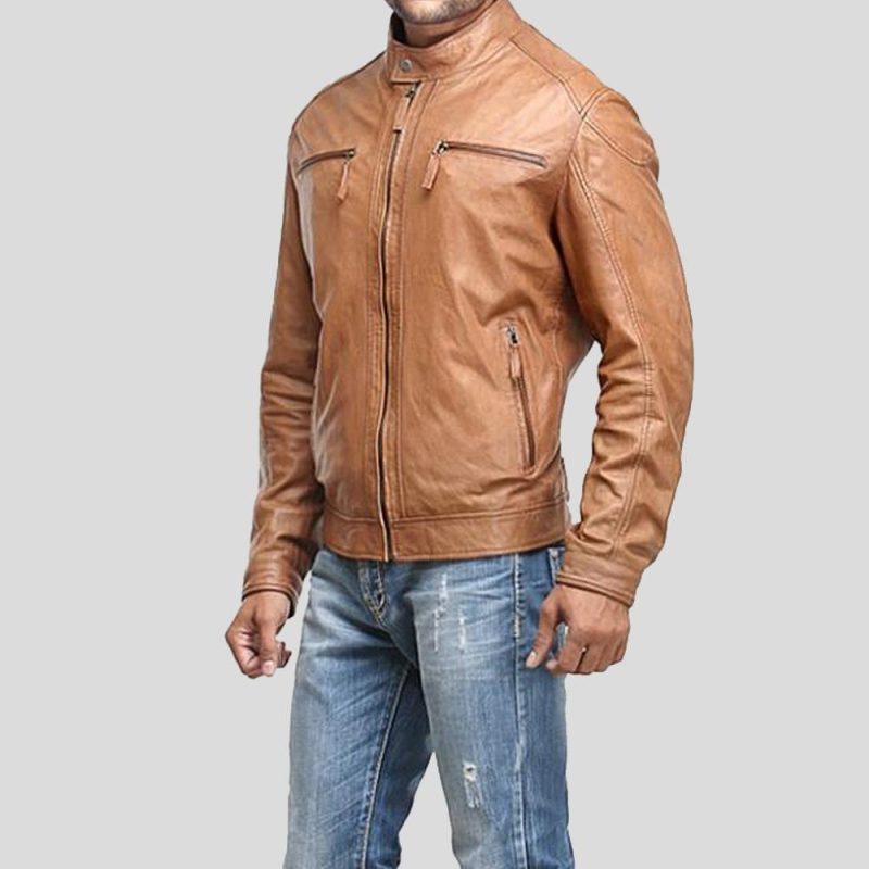 motorcycle leather jacket luca brown 2