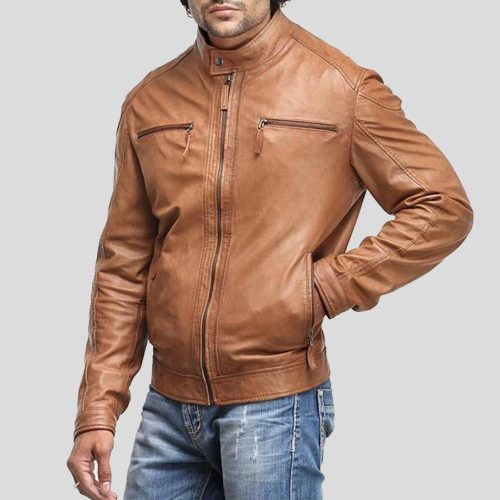 motorcycle leather jacket luca brown 3