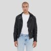 Lysle Black Motorcycle Leather Jacket - Shearling leather