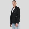 Mytch Black Motorcycle Leather Jacket - Shearling leather