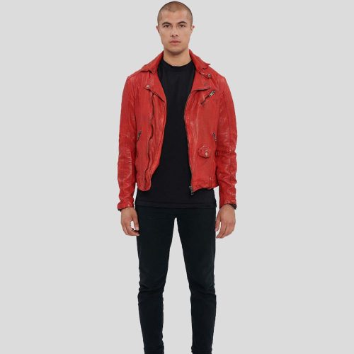 motorcycle leather jacket red zuse 3