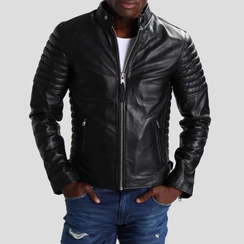 neil black quilted leather jacket 1