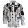 Men's Suede Fringe Jacket White Black Cow Hide Stylish Suede Jacket - Shearling leather