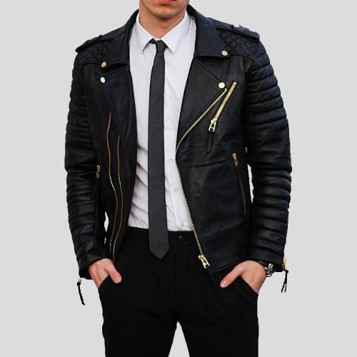 quilted leather jacket byron black 3