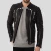 Dwite Black Quilted Leather Jacket - Shearling leather