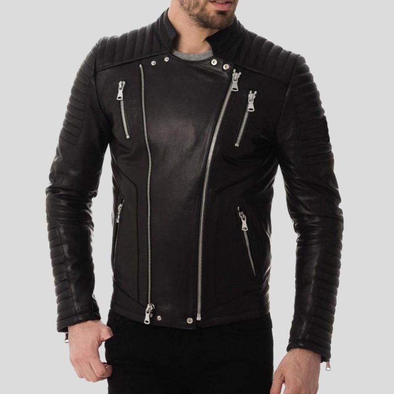 quilted leather jacket dwite black 2