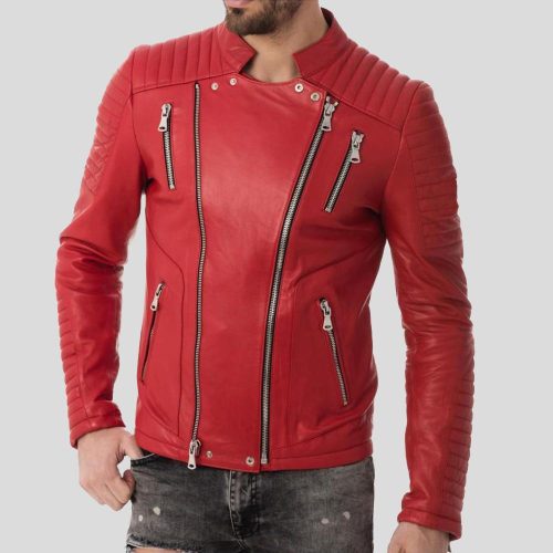 quilted leather jacket gyles red 2