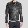 Kyler Black Quilted Leather Jacket - Shearling leather